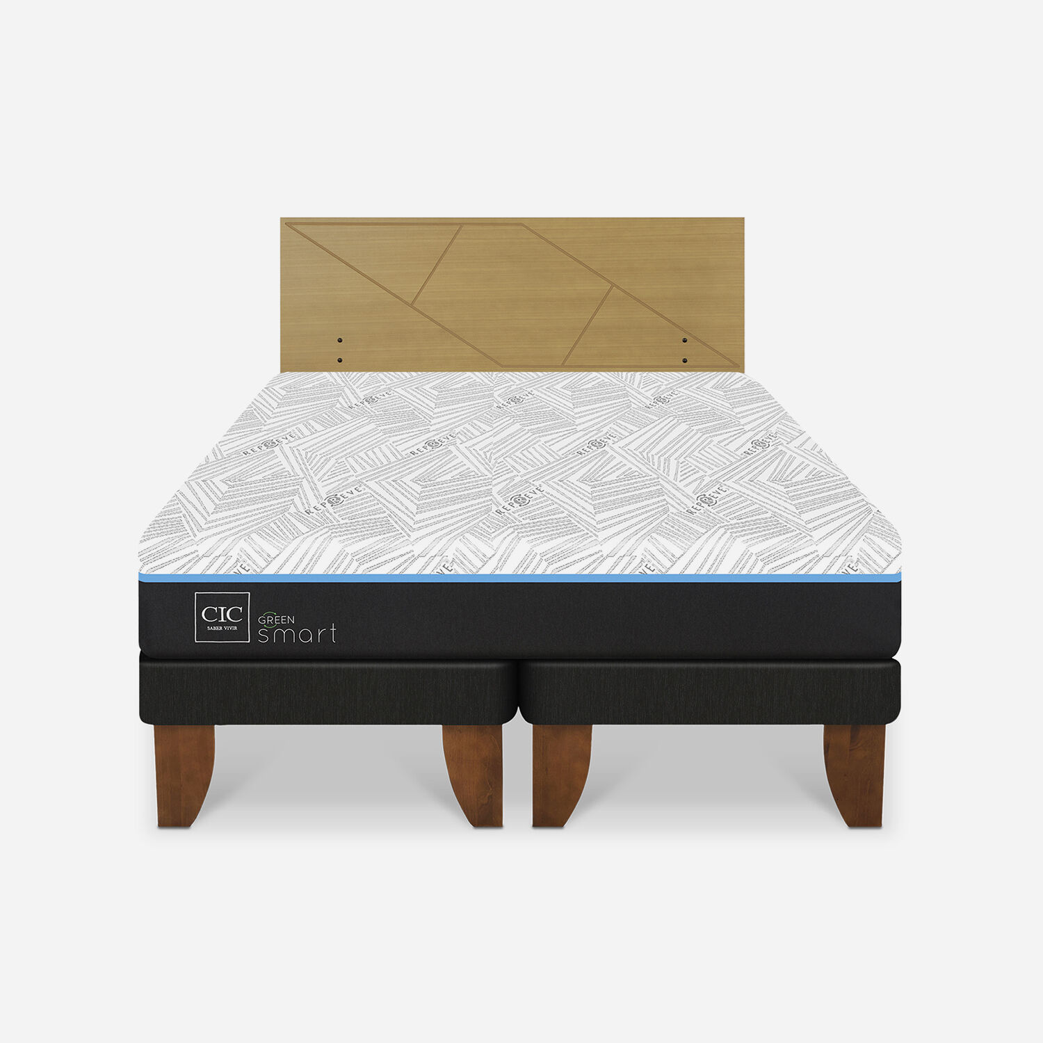 Cama Europea 2 Plazas Green Infinity Base Dividida Villarrica Mostaza