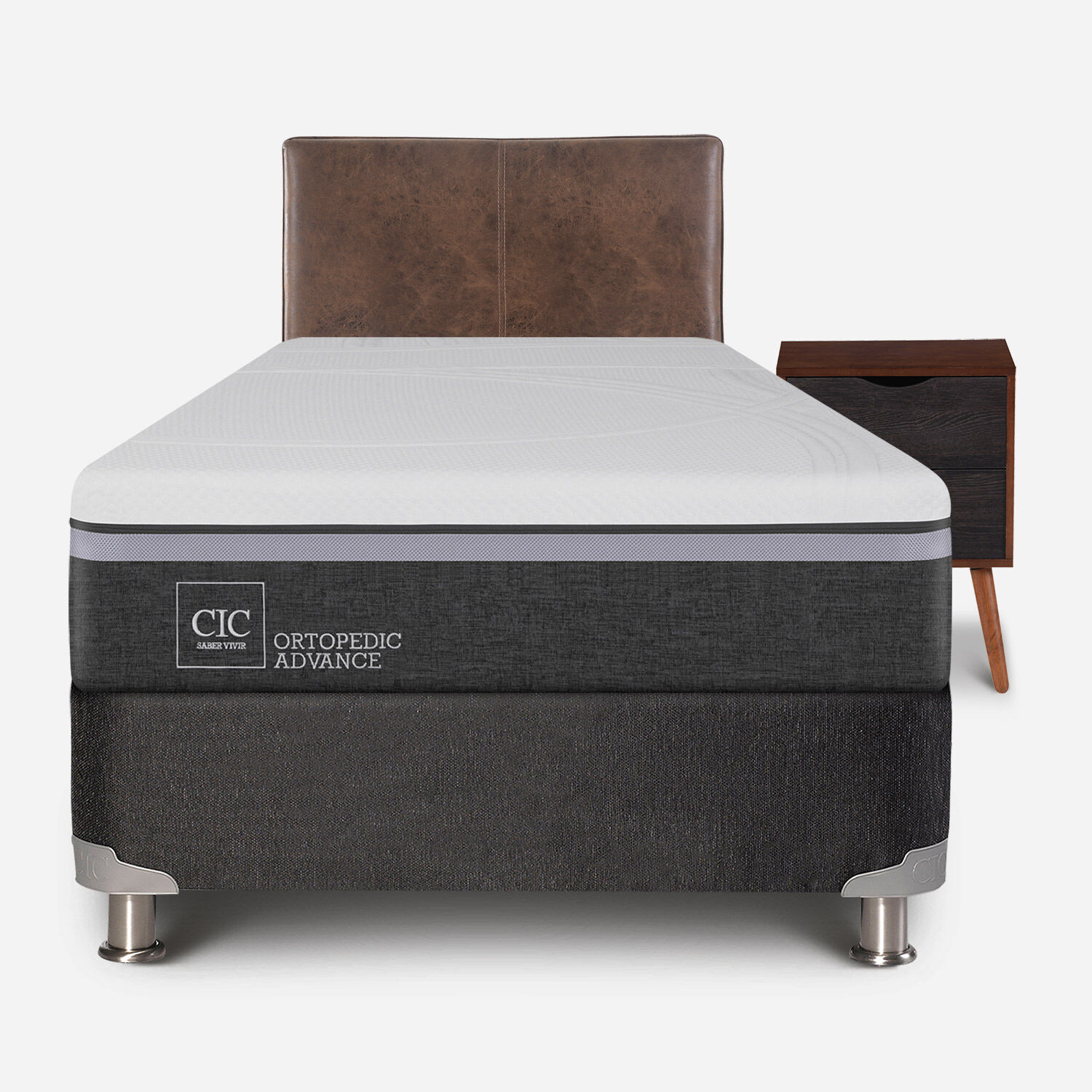 Box Spring 1,5 Plazas Ortopedic Advance 5 Zonas + Set Baker