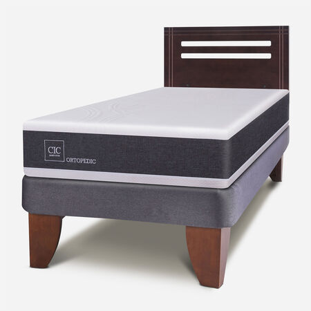 Cama Europea 1,5 Plazas Ortopedic + Respaldo Múnich Chocolate