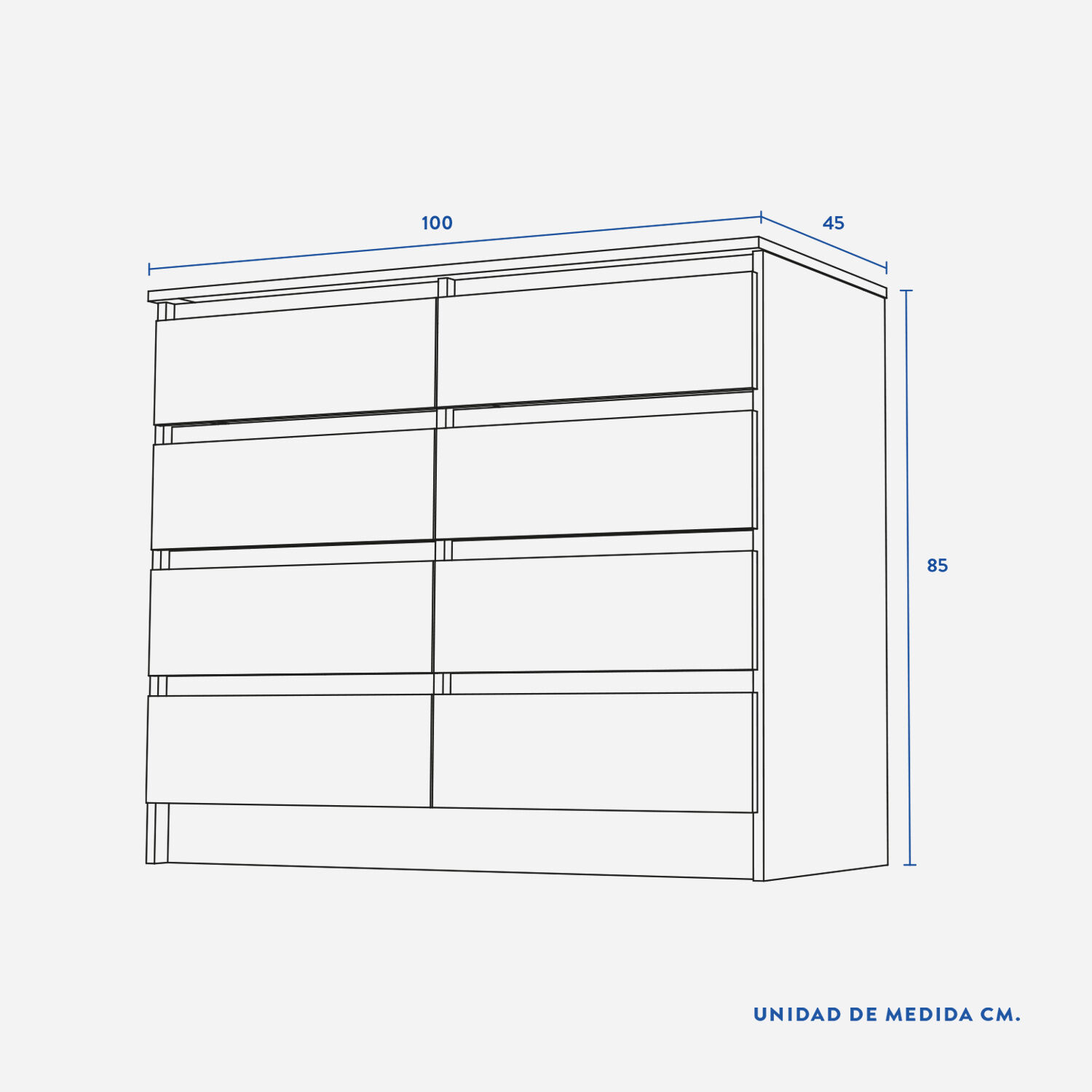C&oacute;moda 8 Cajones Austria Olmo Blanco