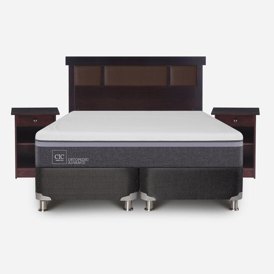 Box Spring 2 Plazas Ortopedic Advance Base Dividida 5 Zonas + Set Dublín Choc