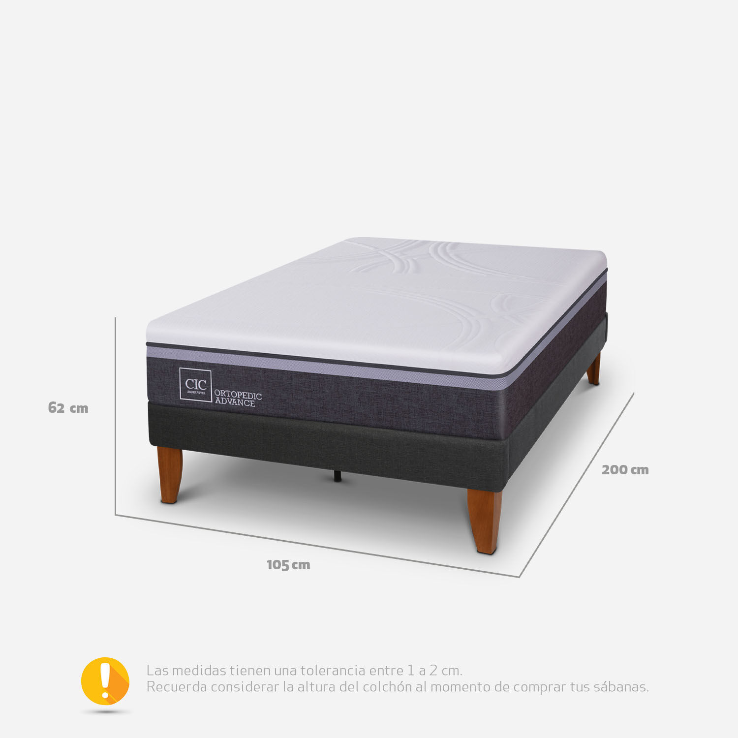 Cama Europea Curve 1.5 Plazas Ortopedic Advance 