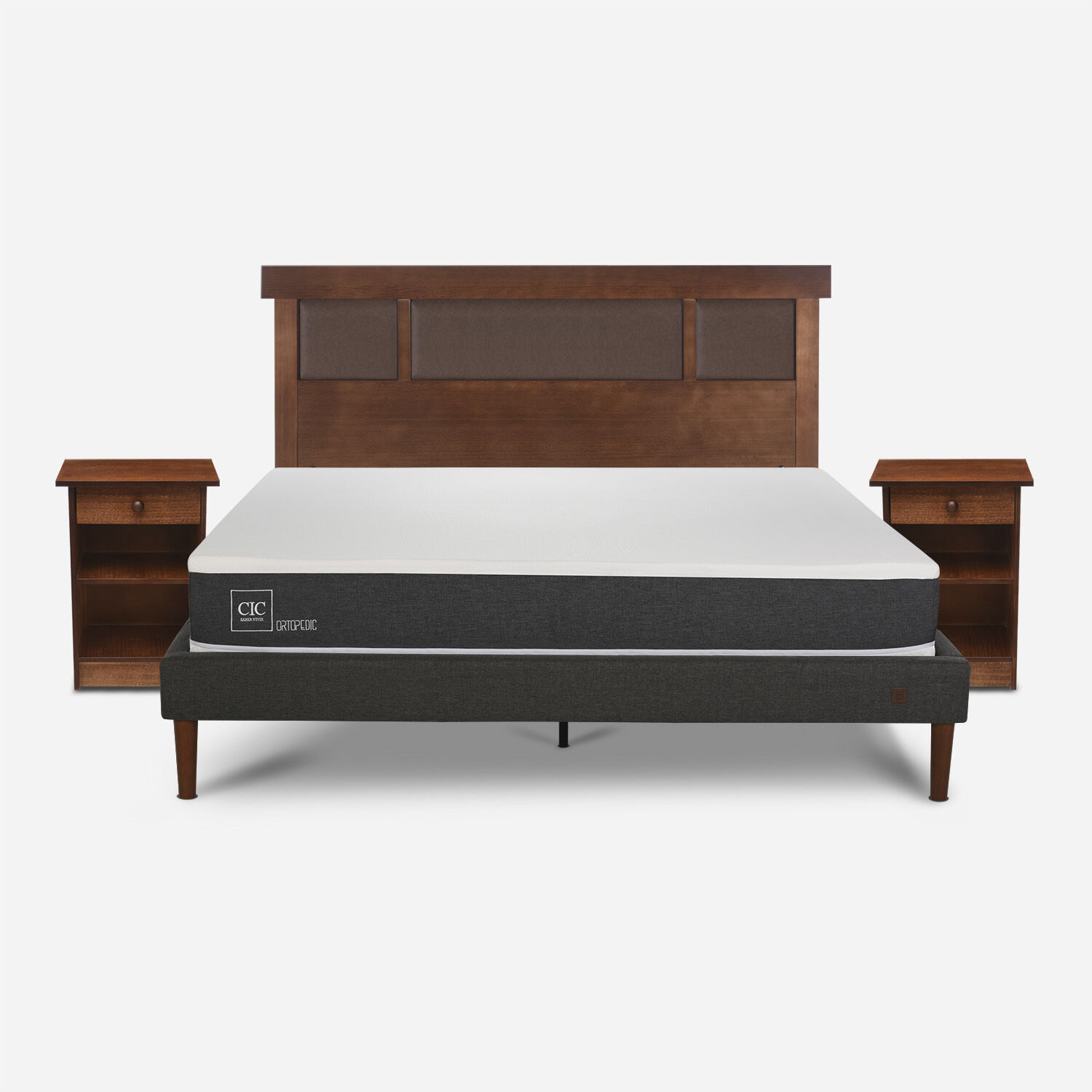 Cama Europea Curve 2 Plazas Ortopedic + Set Dubl&iacute;n Caramel