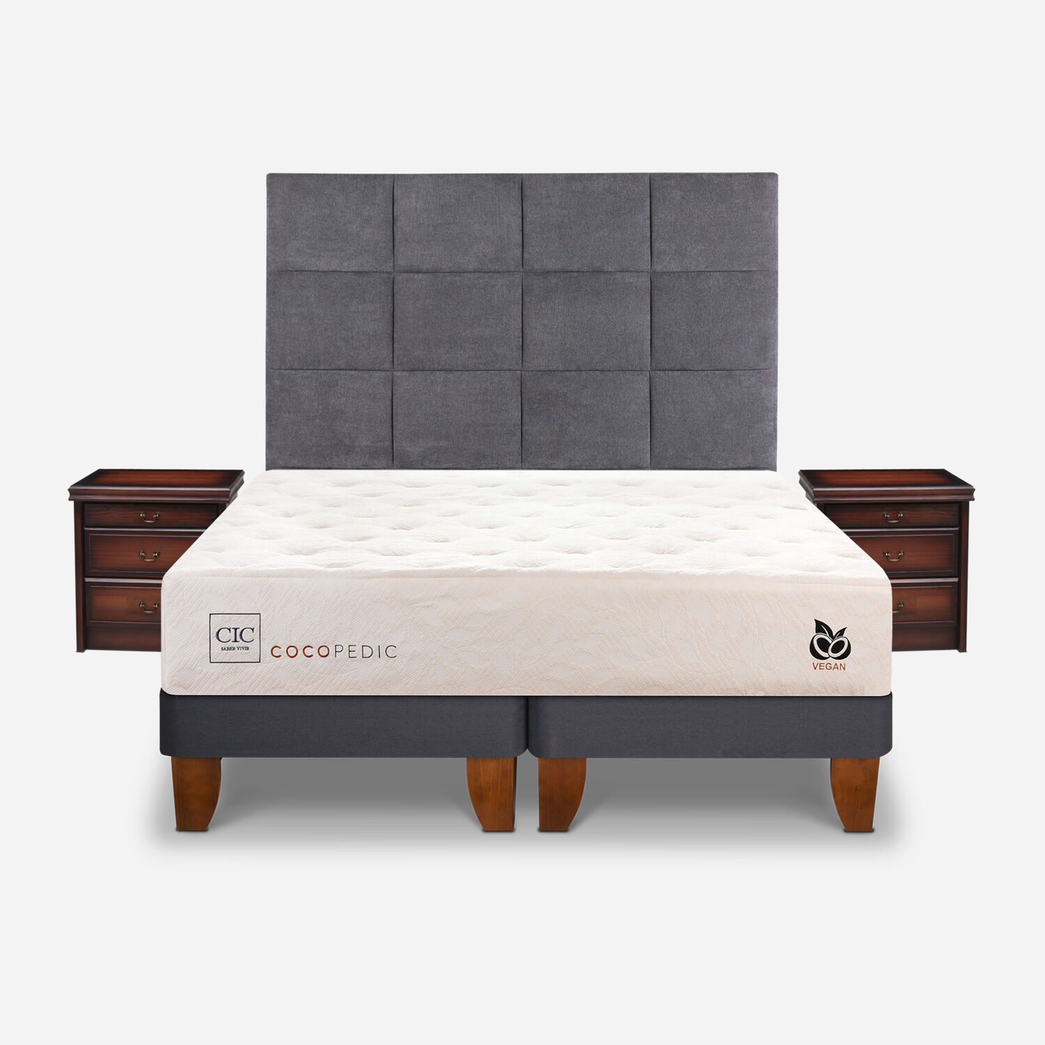 Cama Europea 2 Plazas Cocopedic Base Dividida + Set T&aacute;mesis