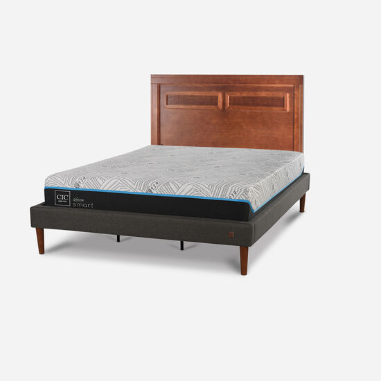 Cama Europea Curve King Smart Green + Respaldo Milán