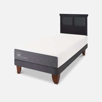 Cama Europea 1 Plaza Smart + Respaldo Torino Negro