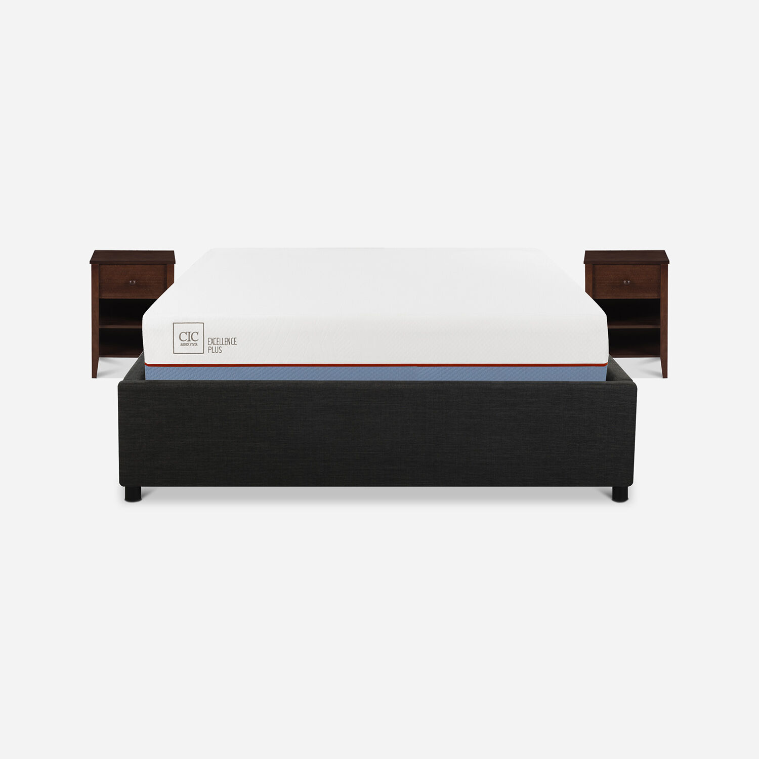 Cama Space Box 2 Plazas Excellence Plus + Velador Torino Chocolate