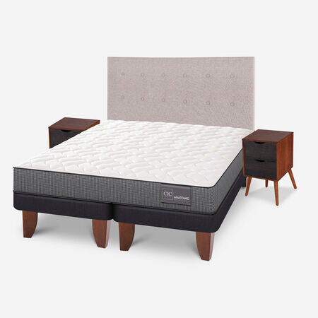Cama Europea 2 Plazas Anatomic Base Dividida + Set Tigris