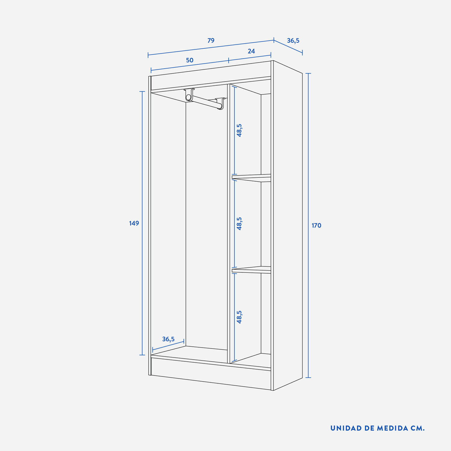 Cl&oacute;set 3 Puertas Pasco Cerezo