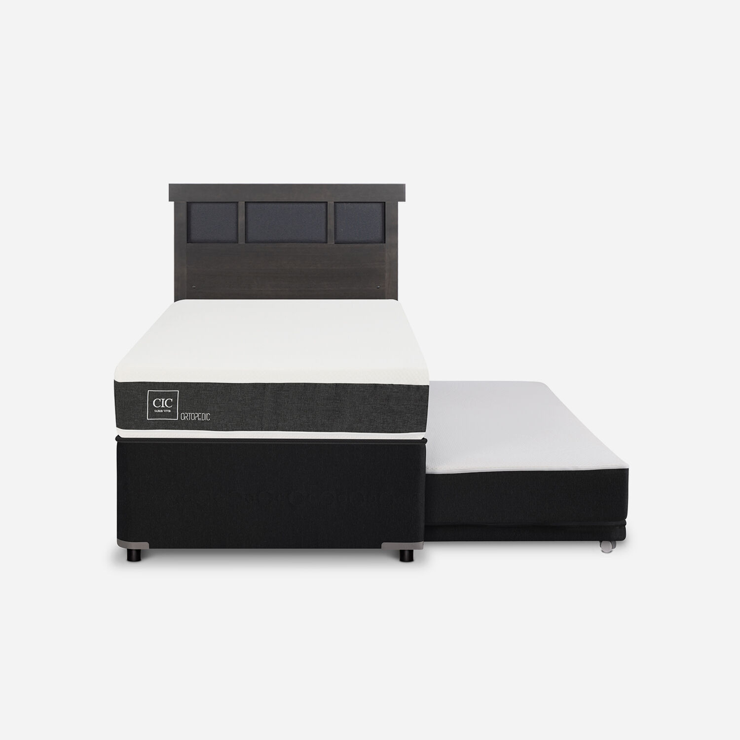 Cama Nido Diván Ortopedic + Respaldo Dublín Gris