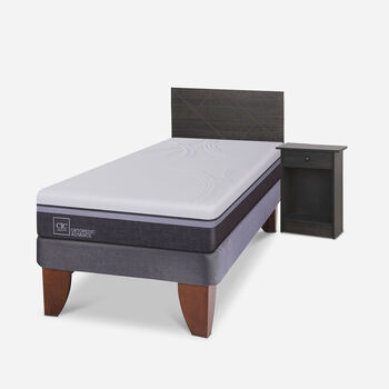 Cama Europea 1.5 Plazas Ortopedic Advance Set Villarrica Gris