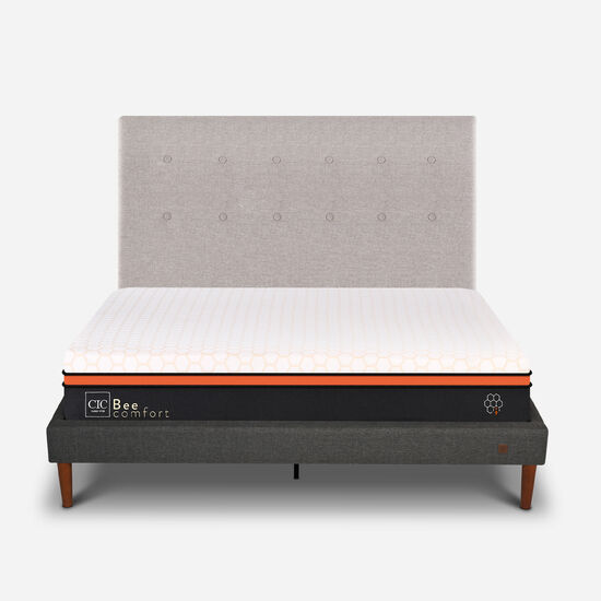 Cama Europea Curve 2 Plazas Bee Comfort + Respaldo Tigris