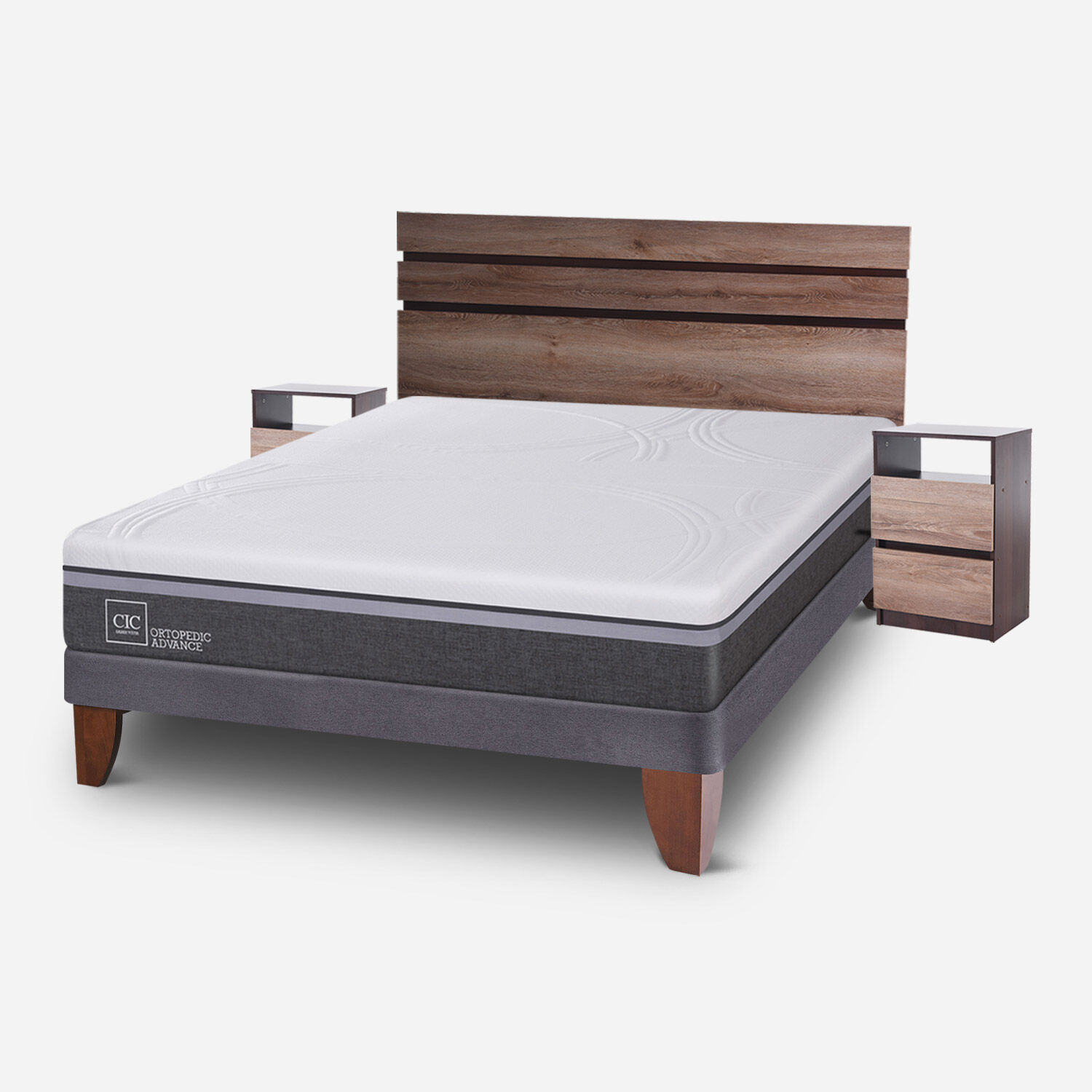 Cama Europea 2 Plazas Ortopedic Advance Base Normal + Set Ares