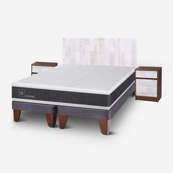 Cama Europea 2 Plazas Ortopedic Base Dividida + Set Legno