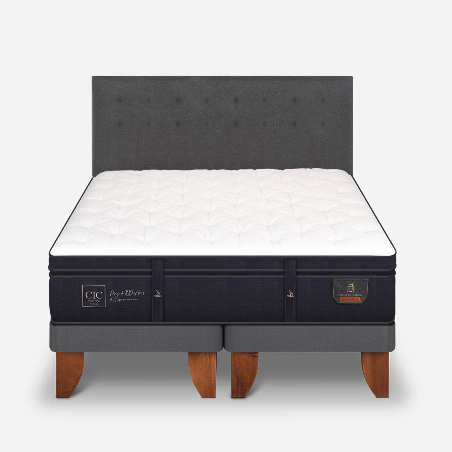 Cama Europea King Super Premium + Respaldo &Eacute;ufrates