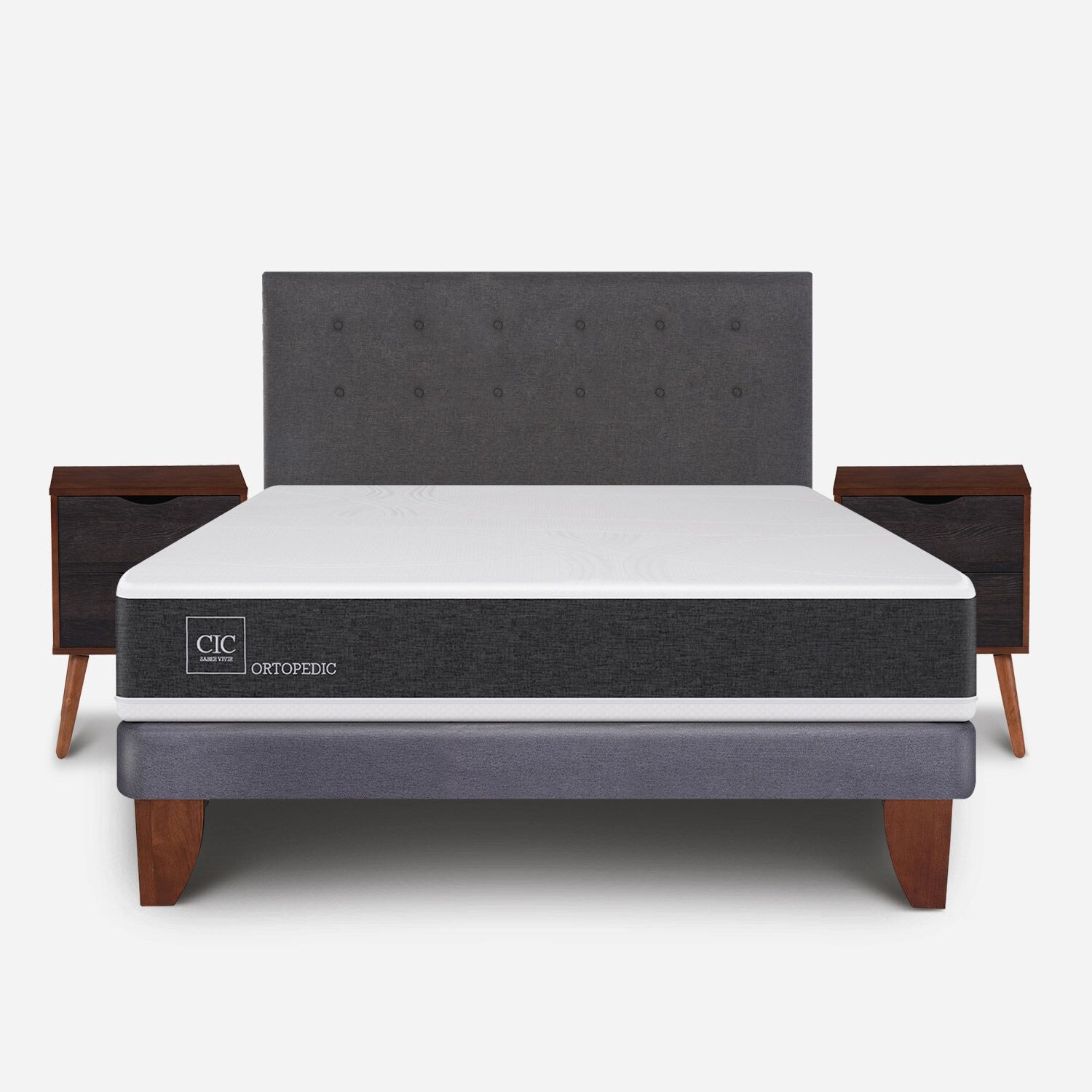 Cama Europea 2 Plazas Ortopedic Base Normal + Set &Eacute;ufrates