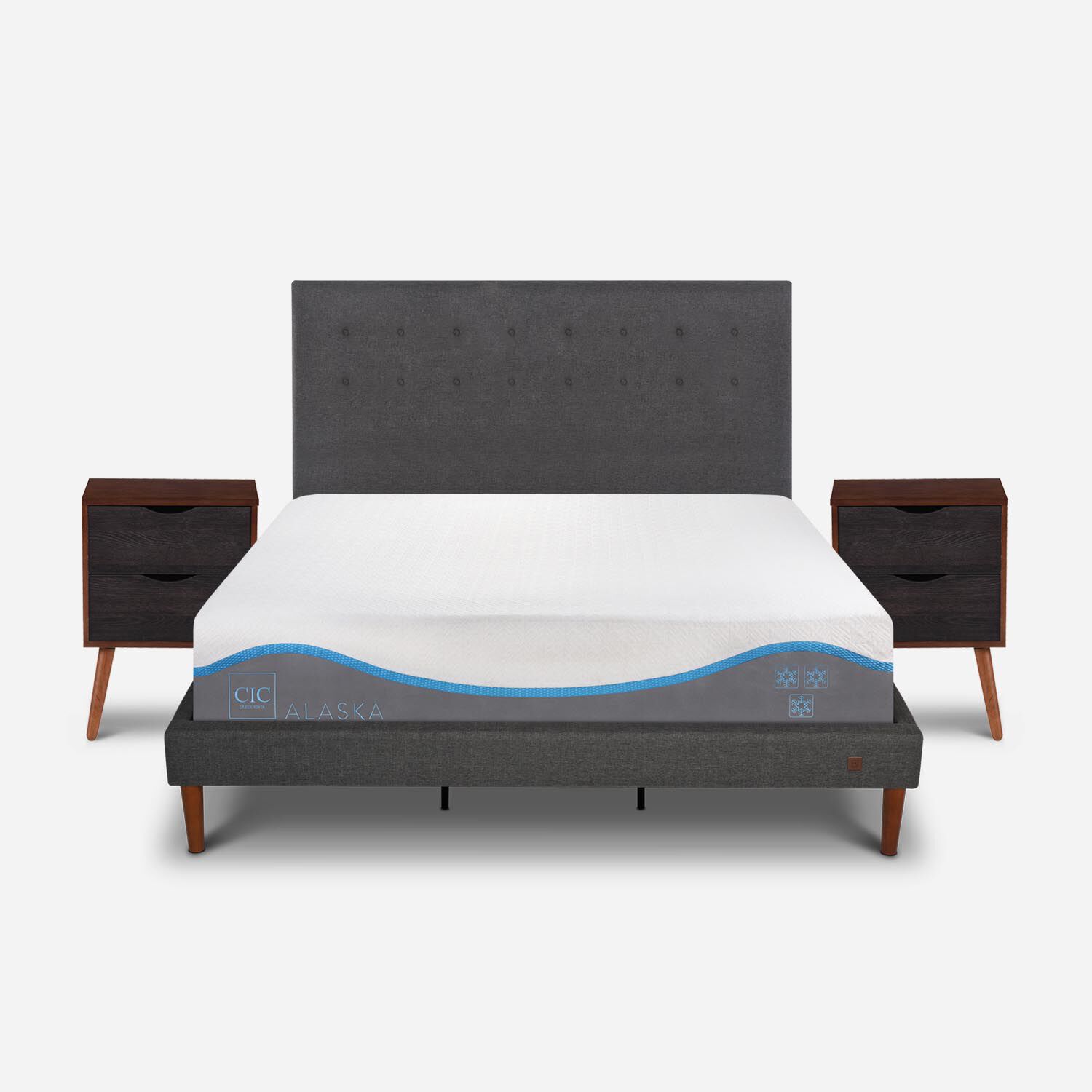 Cama Europea Curve King Alaska + Set &Eacute;ufrates