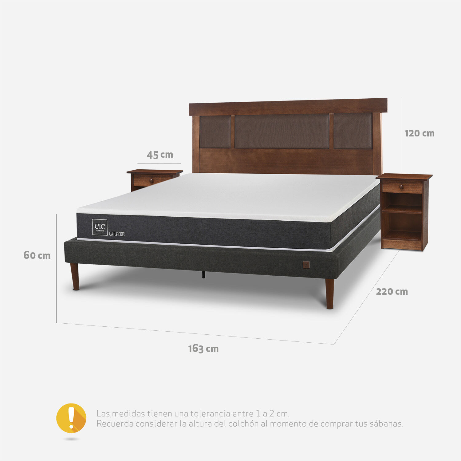 Cama Europea Curve 2 Plazas Ortopedic + Set Dubl&iacute;n Caramel