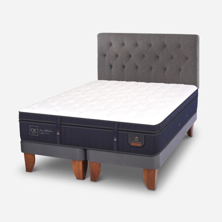Cama Europea 2 Plazas Super Premium Base Dividida + Respaldo Kavery