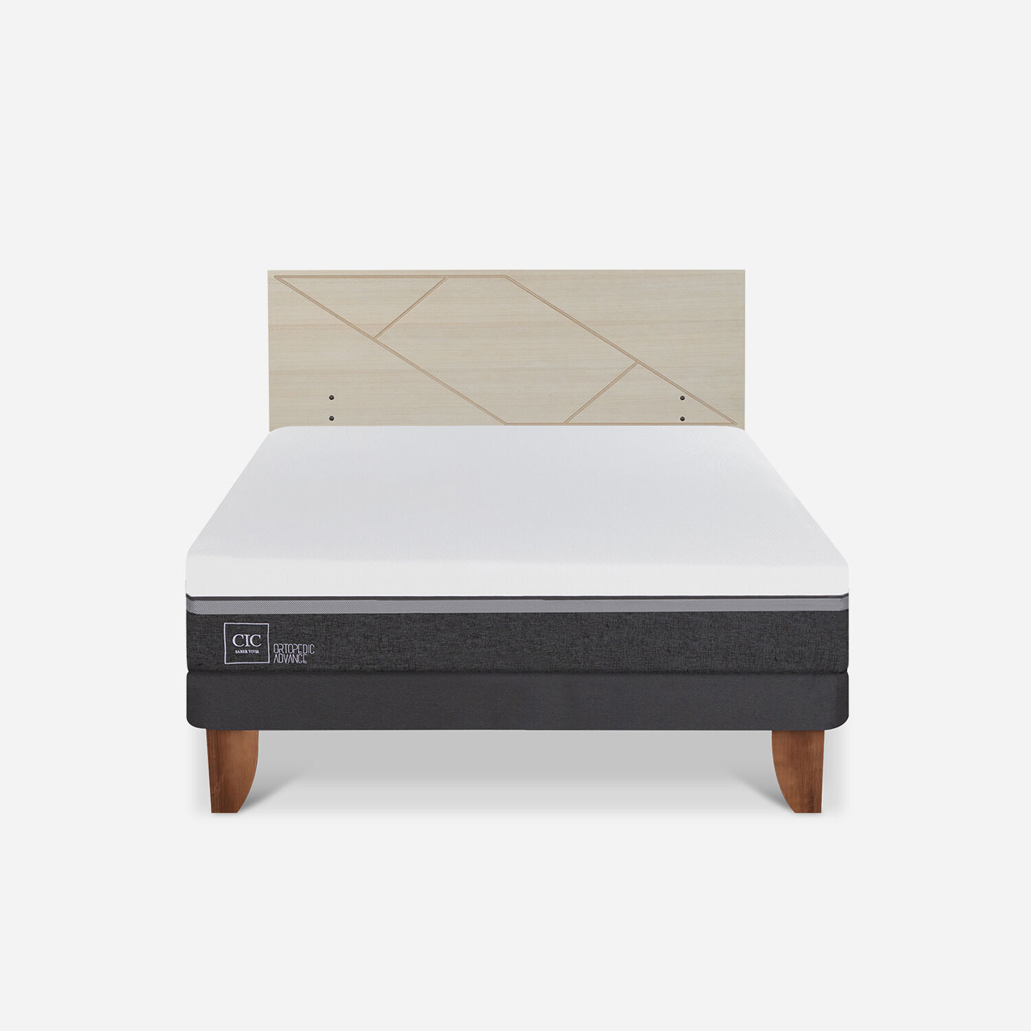 Cama Europea 2 Plazas Ortopedic Advance Base Normal + Respaldo Villarrica Alpino