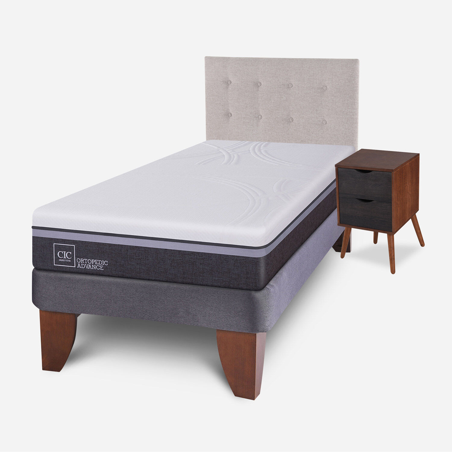 Cama Europea 1,5 Plazas Ortopedic Advance + Set Tigris