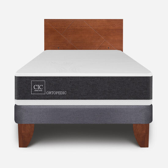 Cama Europea 1.5 Plazas Ortopedic + Respaldo Villarrica