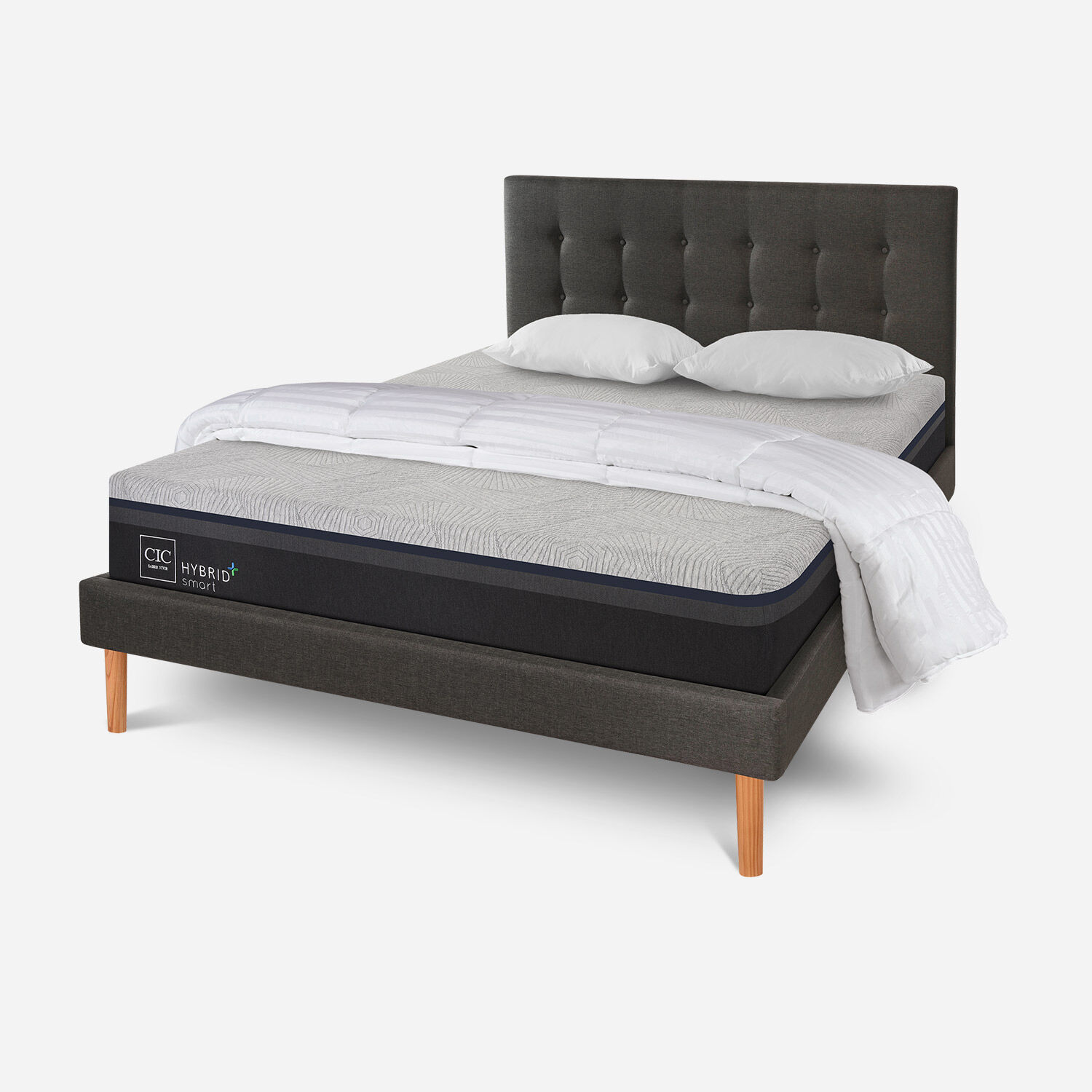 Cama King Hybrid Plus + Almohadas Viscoel&aacute;sticas + Plum&oacute;n