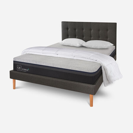 Cama King Hybrid Plus + Almohadas Viscoel&aacute;sticas + Plum&oacute;n