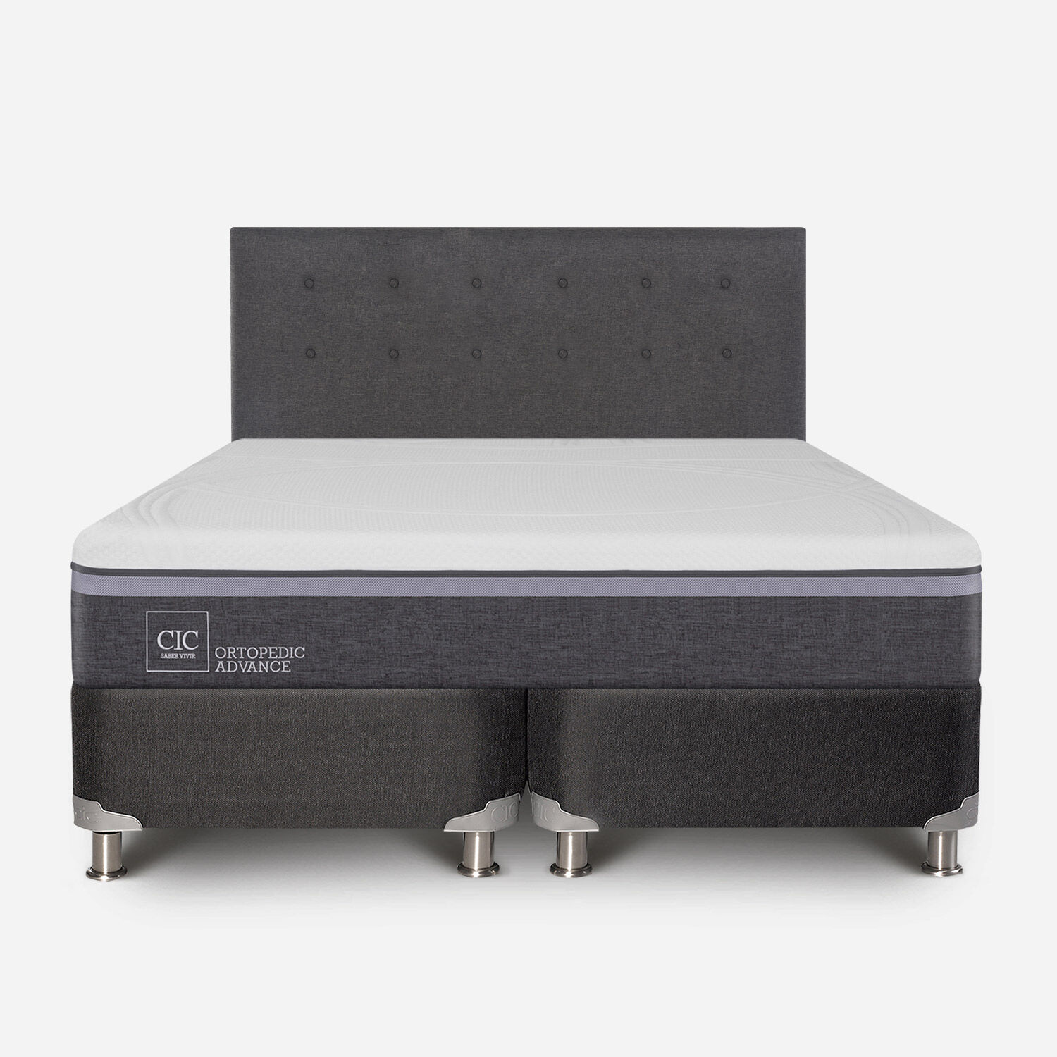 Box Spring 2 Plazas Ortopedic Advance Base Dividida 5 Zonas + Respaldo Éufrates