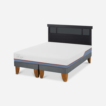 Cama Europea 2 Plazas Excellence Plus Base Dividida + Respaldo Dubl&iacute;n Negro