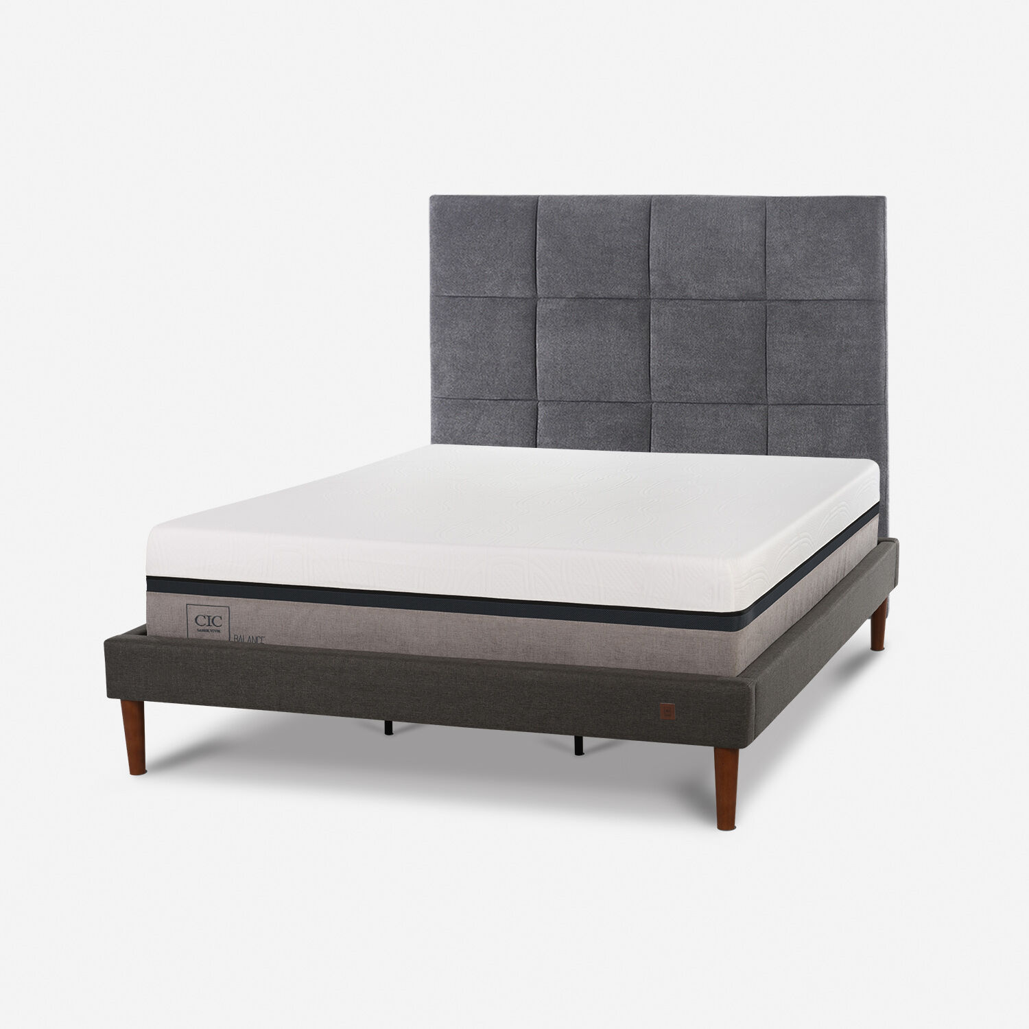 Cama Europea Curve Super King Balance + Respaldo T&aacute;mesis