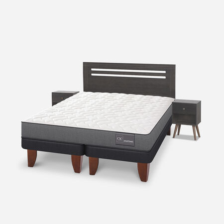 Cama Europea 2 Plazas Anatomic Base Dividida + Set Múnich Gris