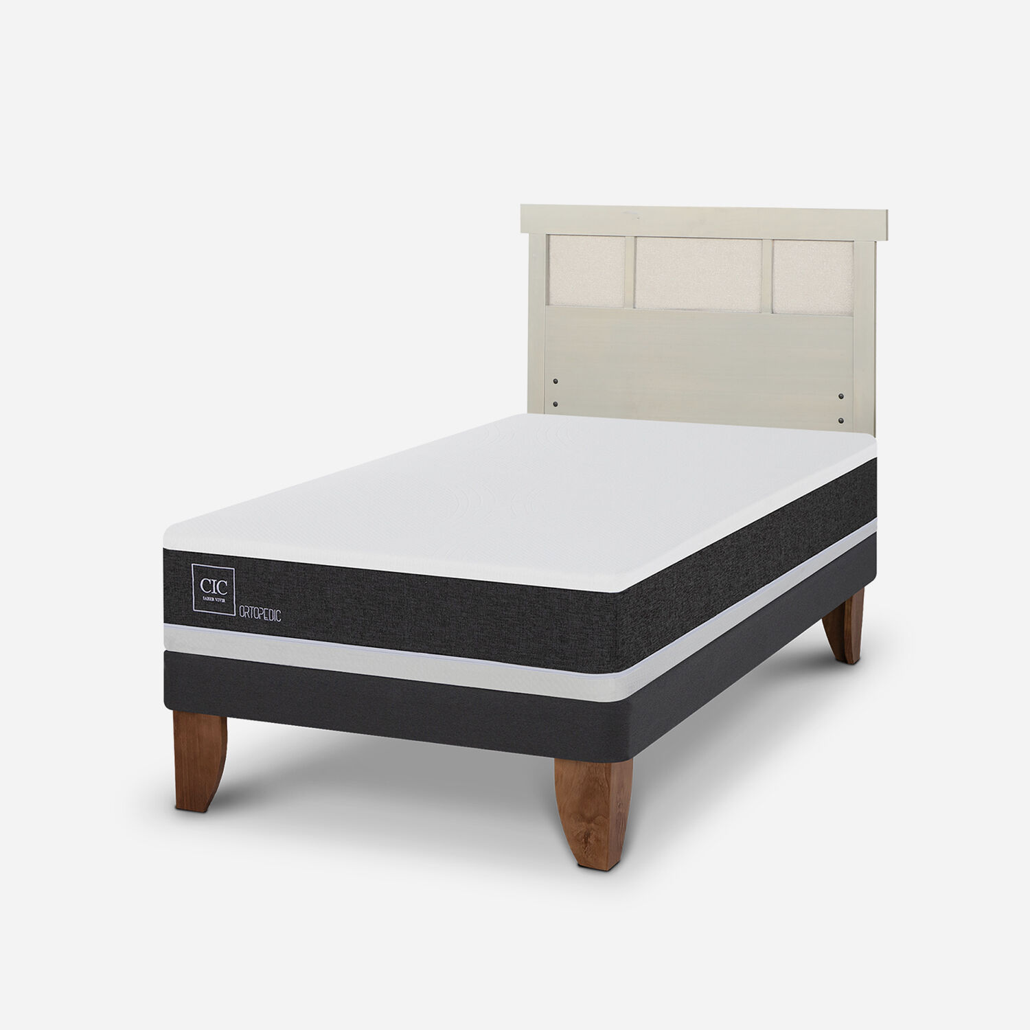 Cama Europea 1,5 Plazas Ortopedic + Respaldo Dublín Alpino