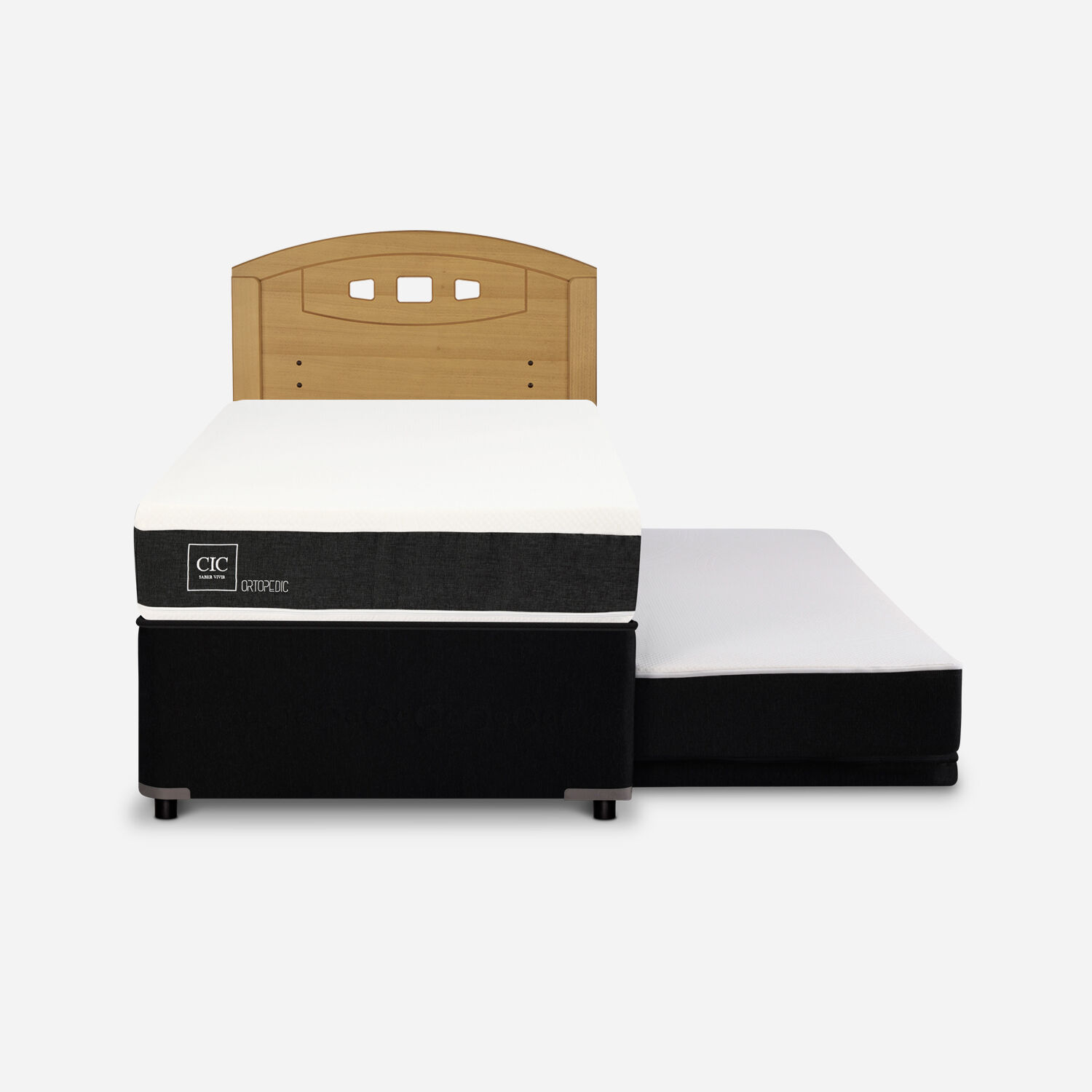 Cama Nido Diván Ortopedic + Respaldo Gales Mostaza