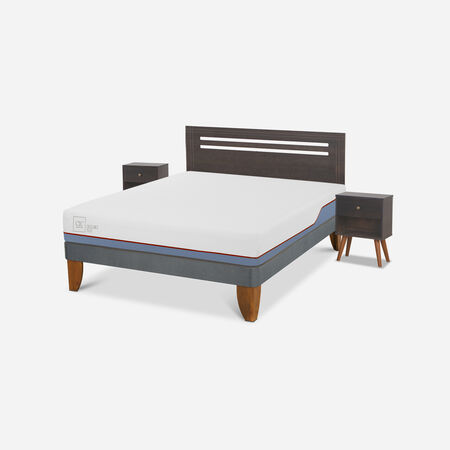 Cama Europea 2 Plazas Excellence Plus Base Normal + Set Múnich Gris