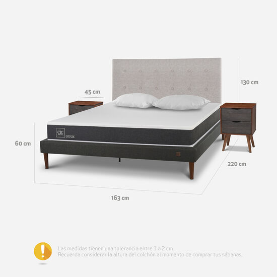 Cama Europea Curve 2 Plazas Ortopedic + Set Tigris + Almohada