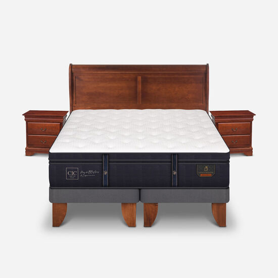 Cama Europea 2 Plazas Grand Premium Base Dividida + Set Miró