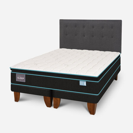 Cama Europea King Green Sleep Base Dividida + Respaldo Éufrates