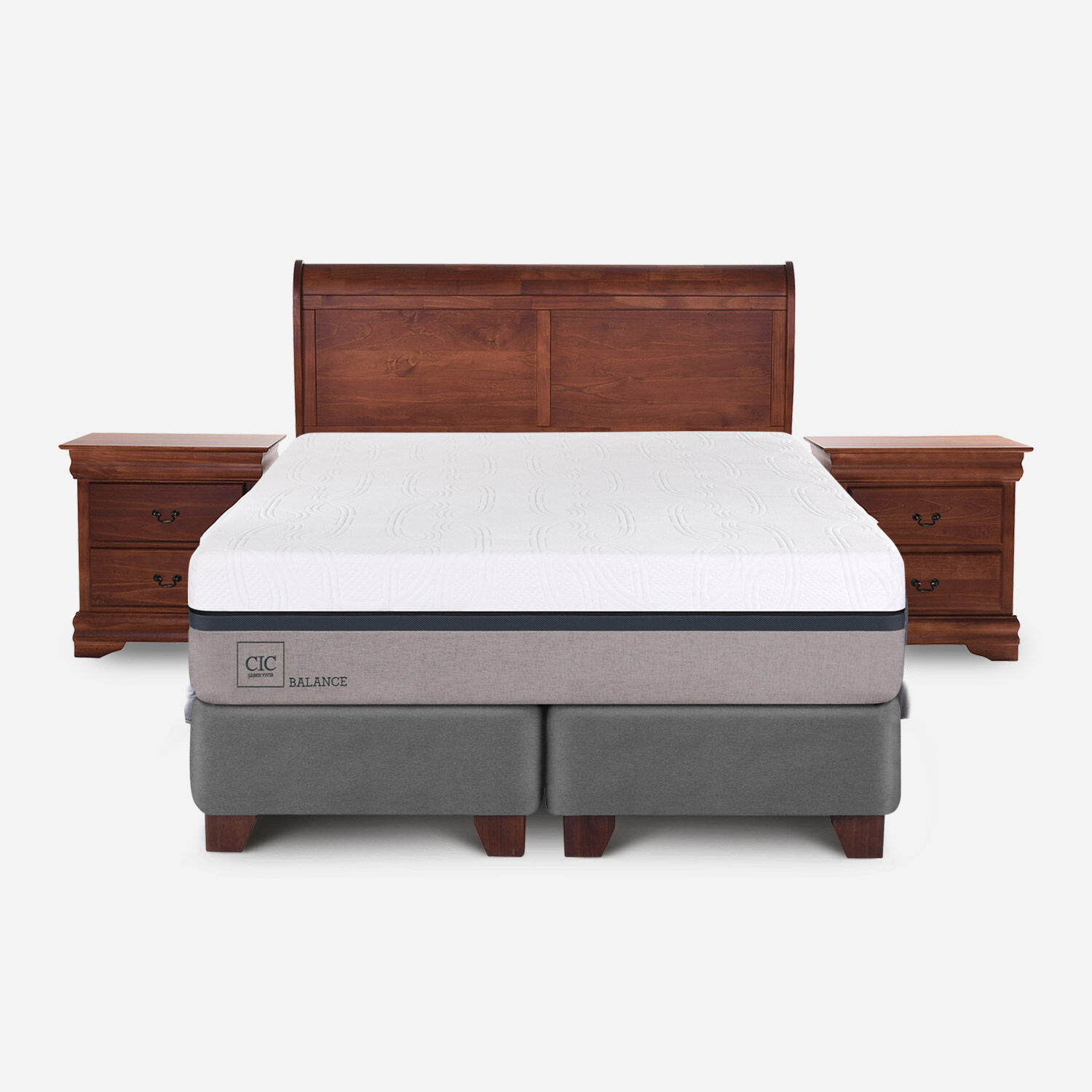Box Spring King Balance + Set Mir&oacute; Caramel