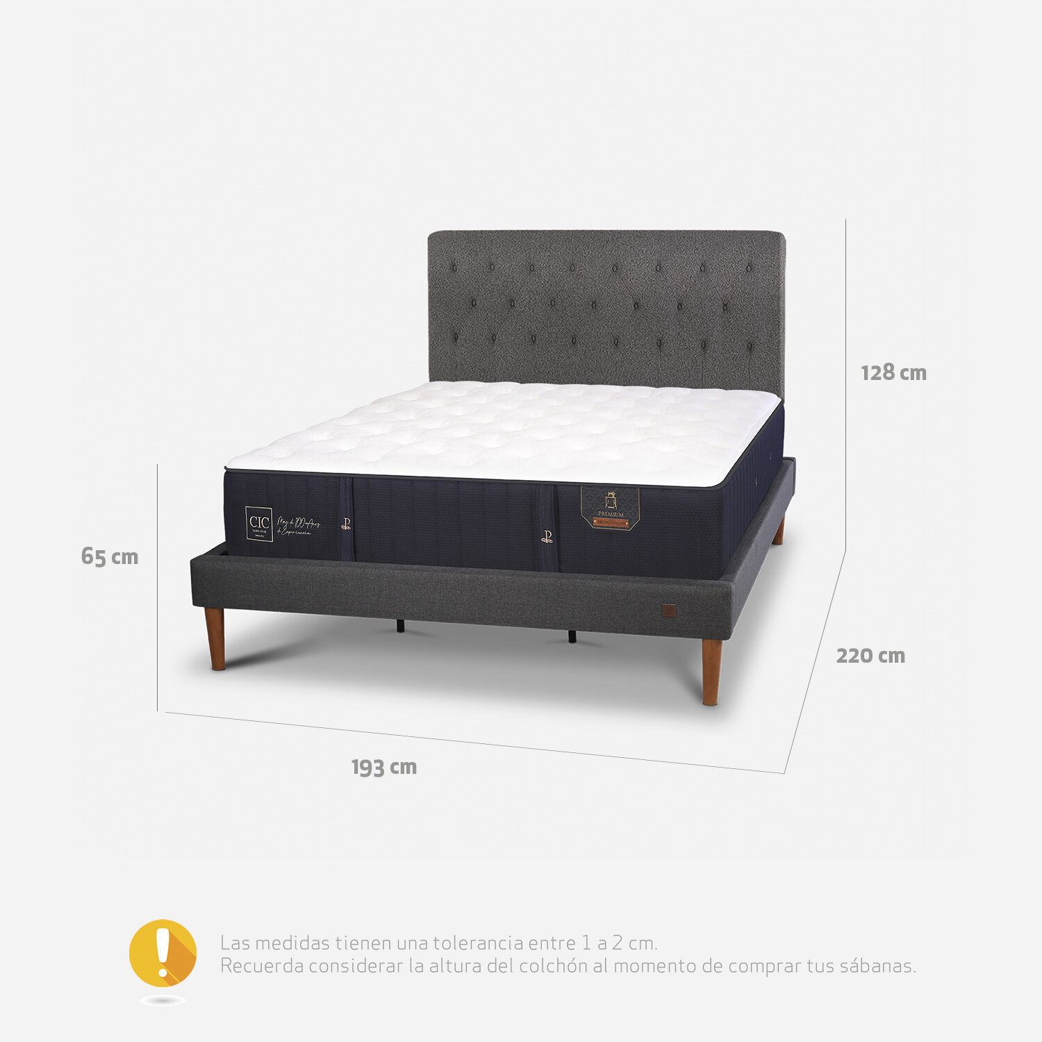 Cama Europea Curve King Premium + Respaldo Kavery