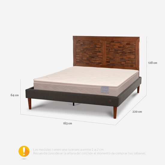 Cama Europea Curve 2 Plazas Rilassati + Respaldo Antique