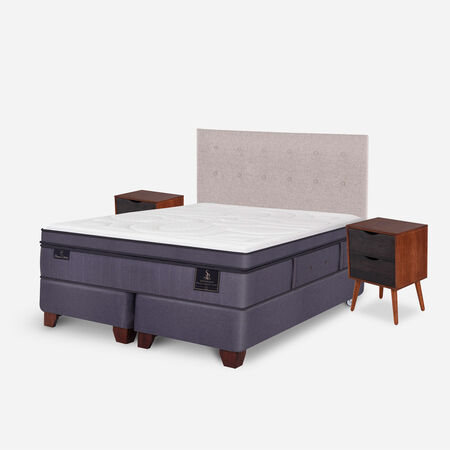 Box Spring 2 Plazas Super Premium Base Dividida + Set Tigris