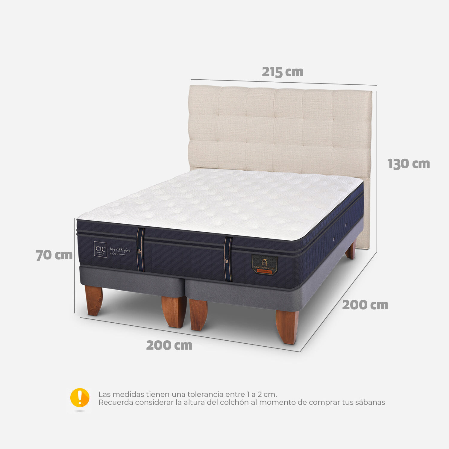 Cama Europea Super King Grand Premium Respaldo Ebro