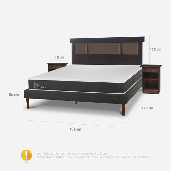 Cama Europea Curve 2 Plazas Ortopedic + Set New Dublín Choc