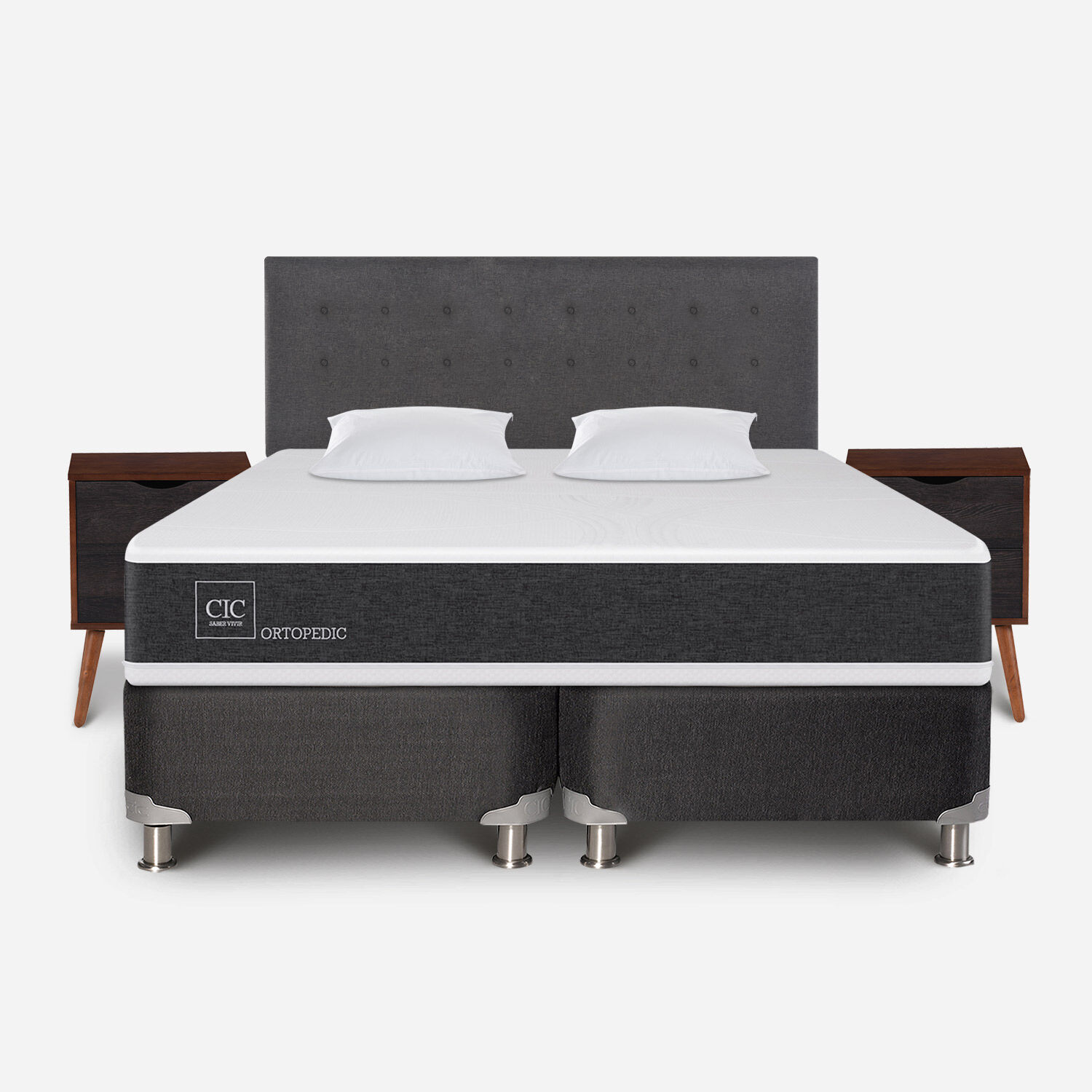 Box Spring King Ortopedic 5 Zonas + Almohadas Viscoel&aacute;sticas + Set &Eacute;ufrates