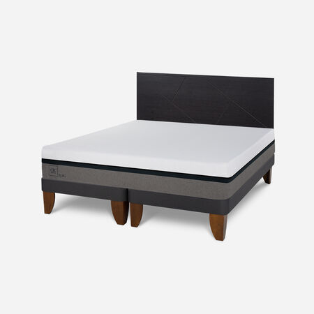 Cama Europea King Balance + Respaldo Villarrica Negro