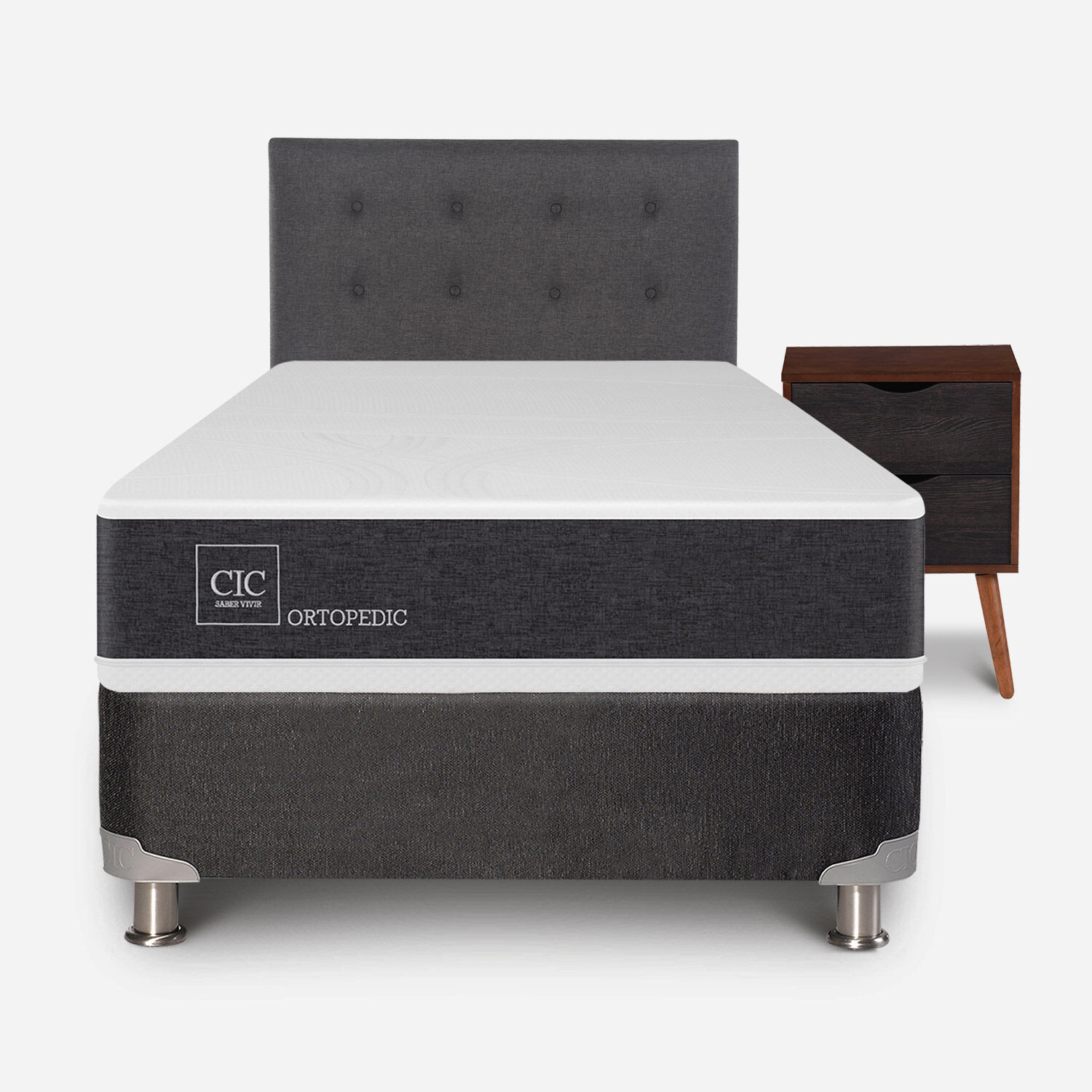 Box Spring 1,5 Plazas Ortopedic 5 Zonas + Set Éufrates