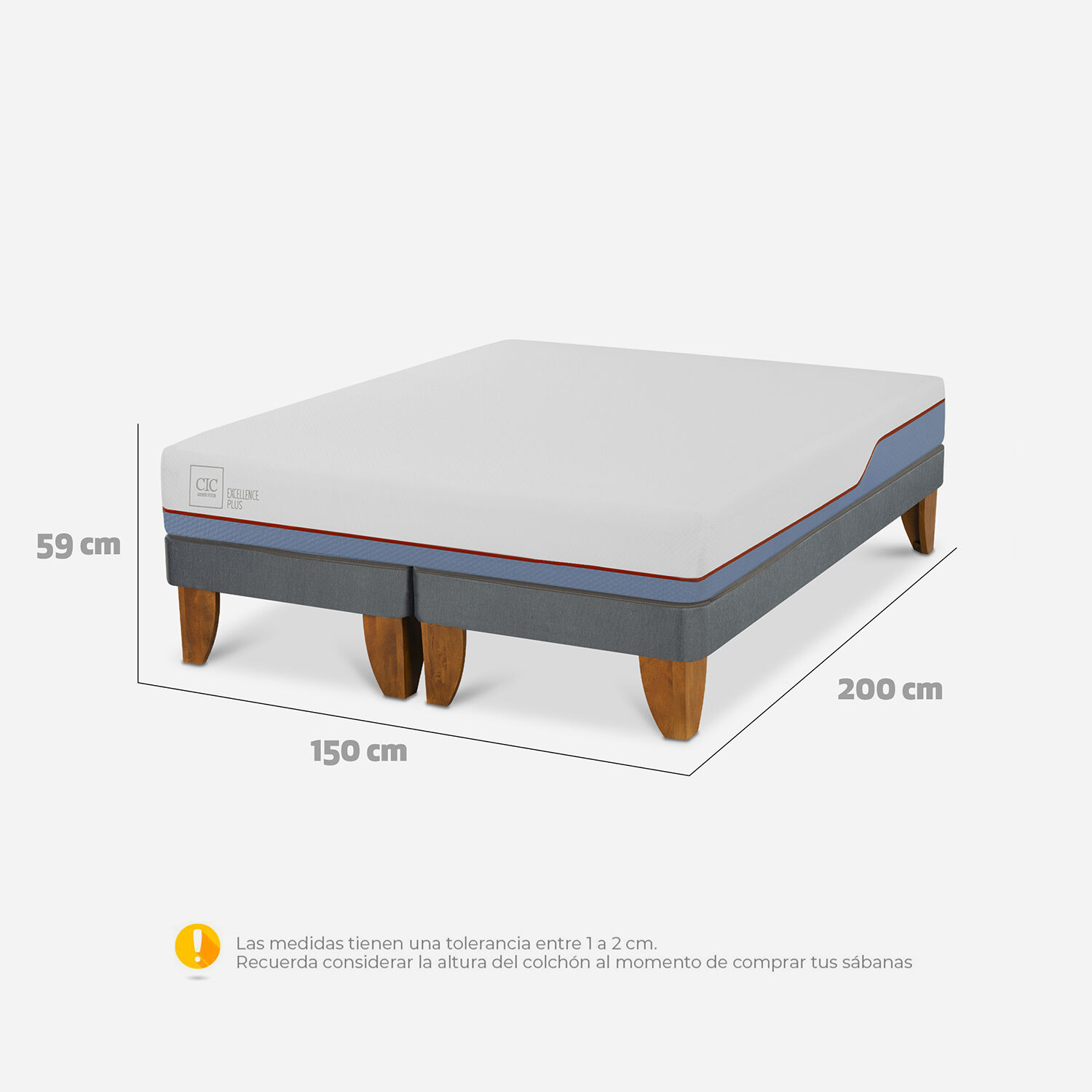 Cama Europea 2 Plazas Excellence Plus Base Dividida