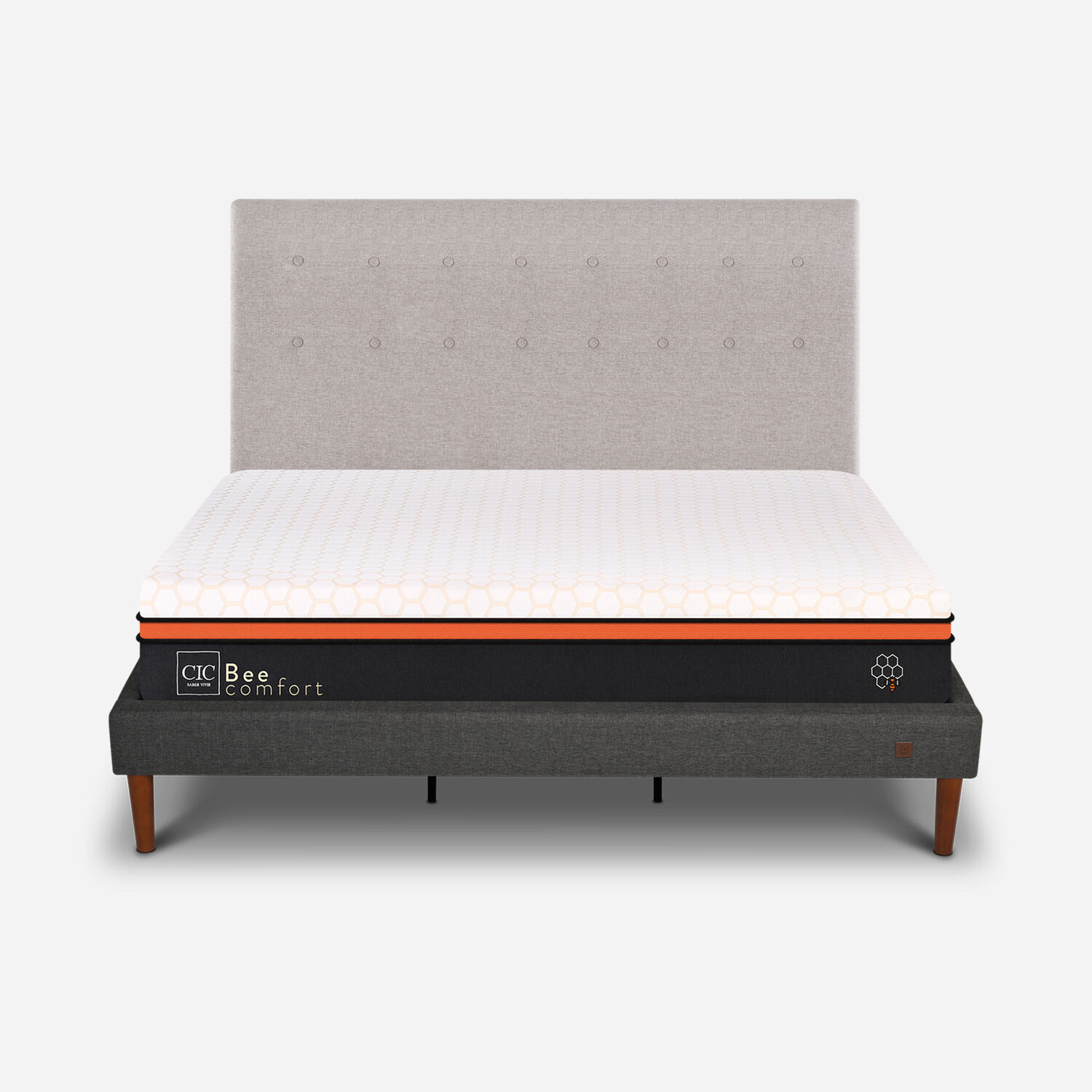Cama Europea Curve King Bee Comfort + Respaldo Tigris