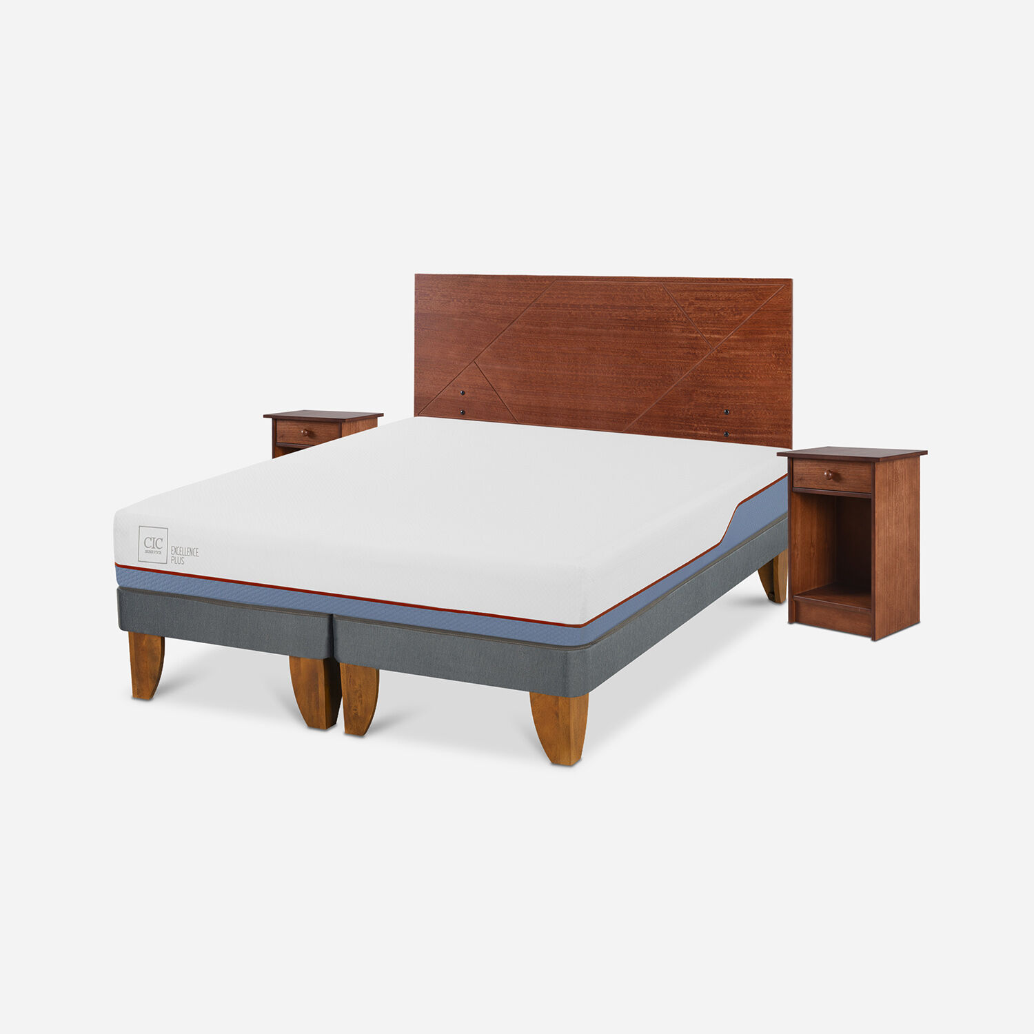 Cama Europea 2 Plazas Excellence Plus Base Dividida + Set Villarrica